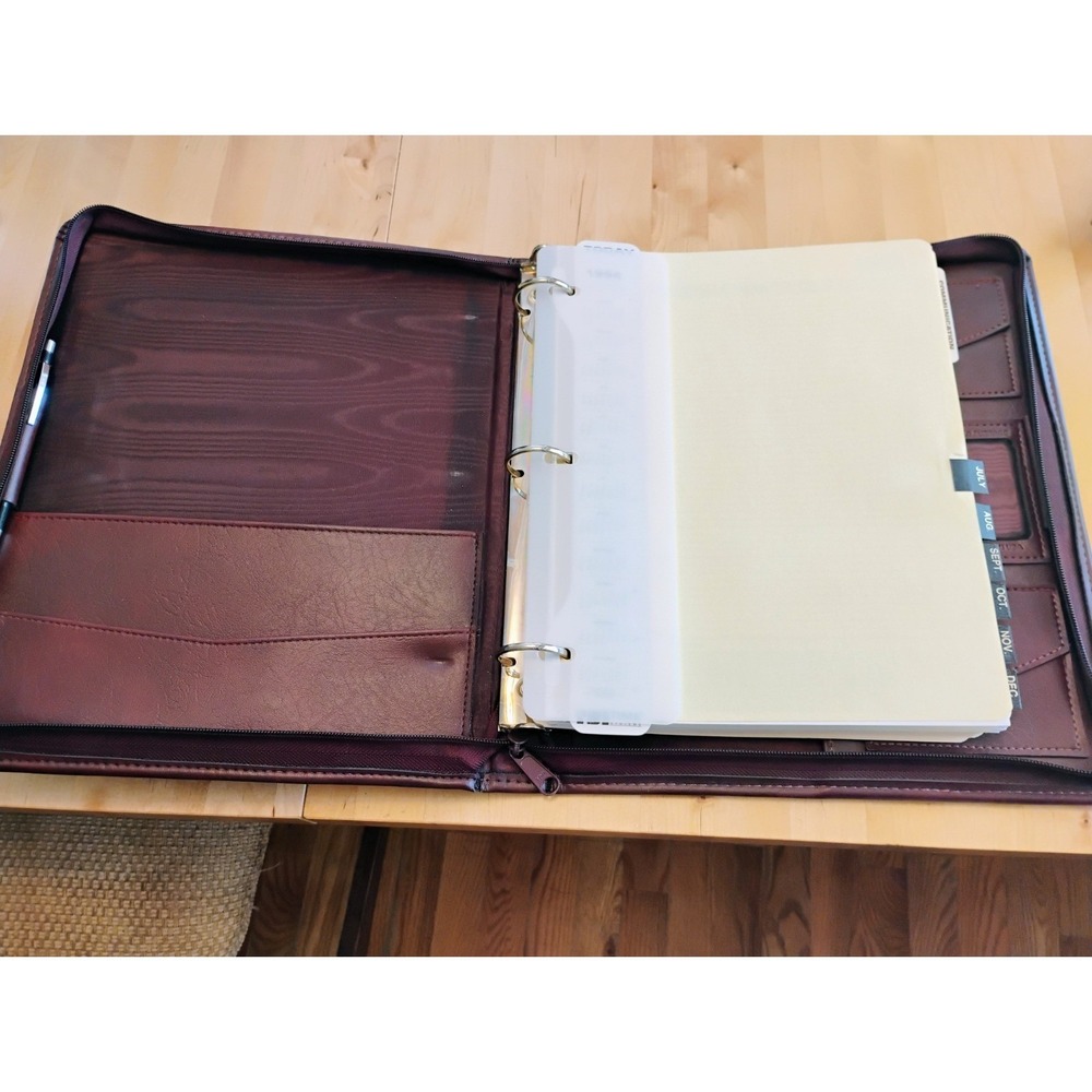 Time System A5 Leather Binder zipper Pentel P225 Pencil 1994 Planner Calendar